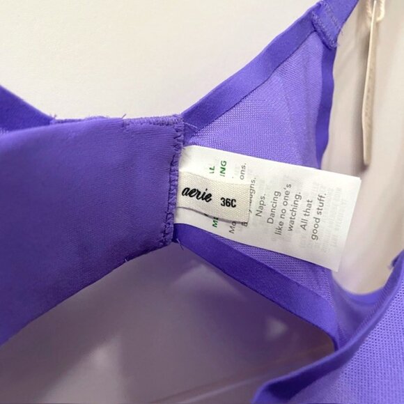 NWT Aerie Smoothez Purple Unlined Sheer Mesh Balconette Underwire Bra 36C - Picture 9 of 10
